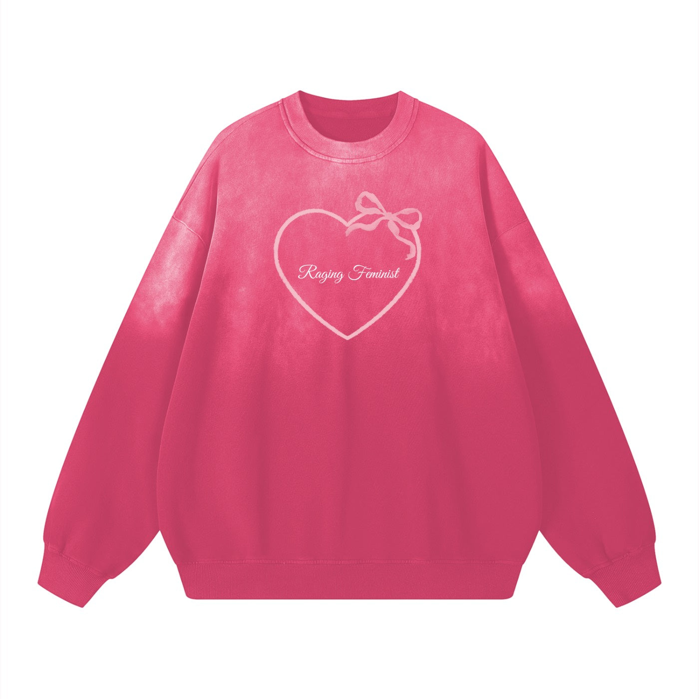 Raging Feminist Cotton Handcrafted Ombre Wash Drop-Shoulder Sweatshirt